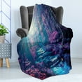 thumbnail image 4 of Mystic Forest Soft Flannel Fleece Throw Blanket, Gloomy Scene of the Woods and Sunbeams, Cozy Plush for Indoor and Outdoor Use, 60" x 80", Multicolor, by Ambesonne, 4 of 5