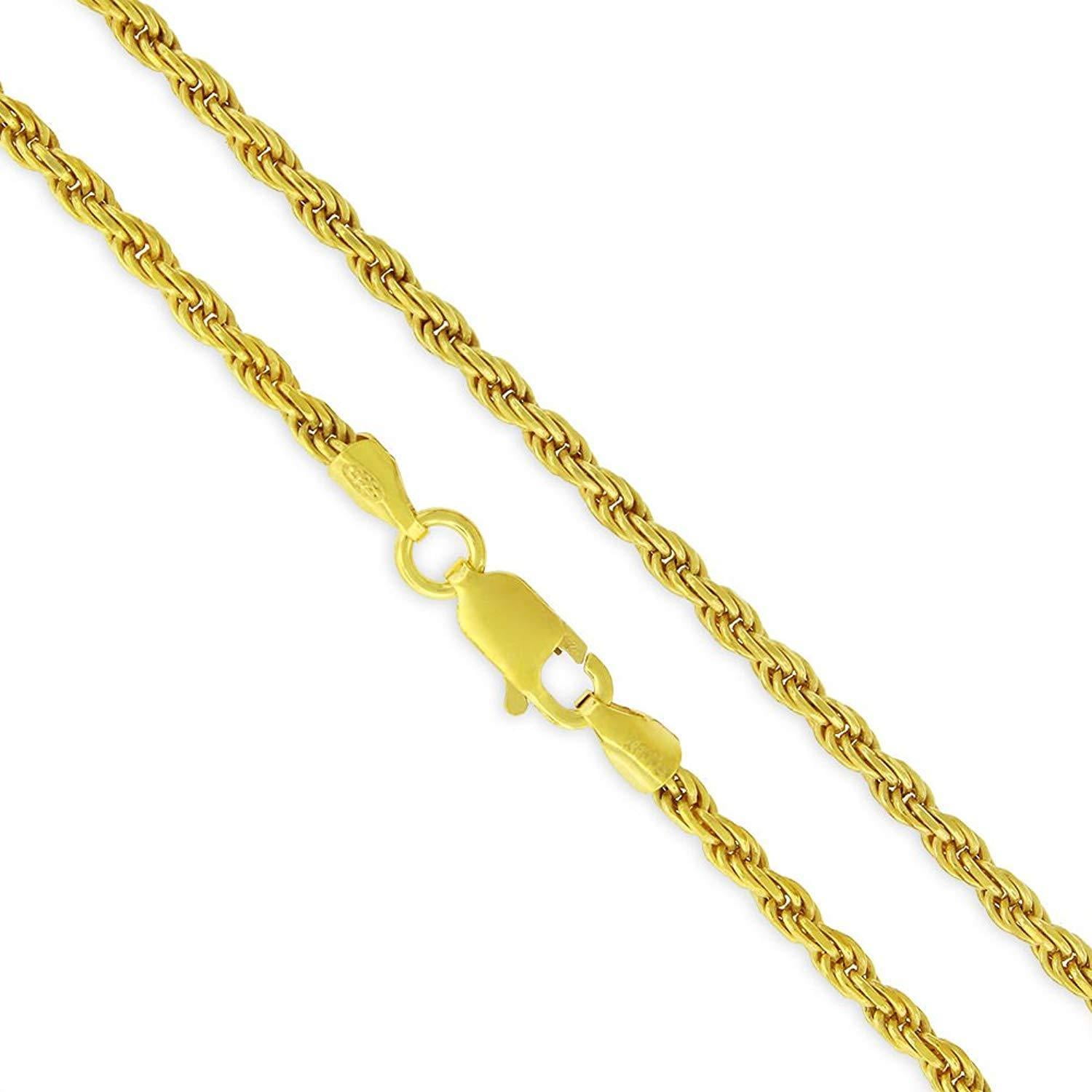 14K Gold 1.5MM Diamond Cut Rope Chain Necklace Unisex Sizes 16-30 