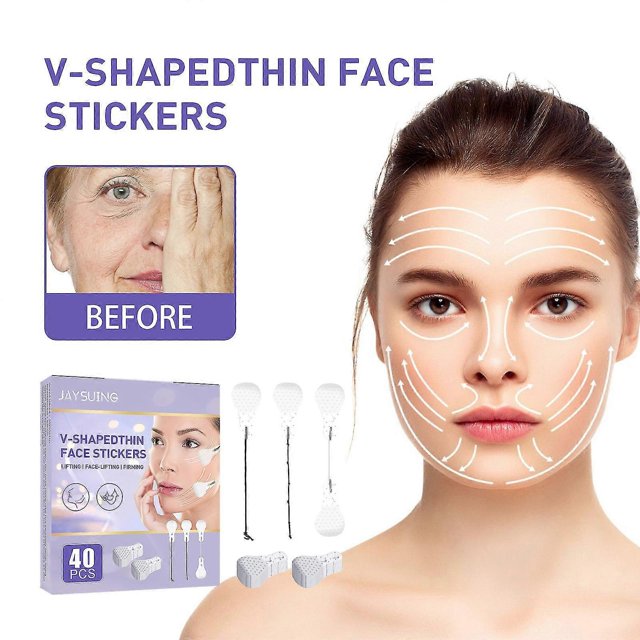 Parche lifting facial en forma de V de Jaysuing, modelador facial, reafirmante, antiarrugas, rostro ovalado en forma de V, atenúa líneas finas, kit de cuidado de la piel antienvejecimiento |