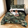 thumbnail image 3 of Manfei Aircraft Camo Queen Comforter Set, Contemporary Art Plane Vehicle Comforter Sets Queen, Dark Olive Green, Black Reversible, 3pcs, 1 Comforter and 2 Pillowcases, 3 of 7