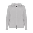 thumbnail image 4 of Zip up Cardigans for Women Fall Trendy Long Sleeve Chunky Sweater Cardigan Knit Open Front Collared Zipper Sweaters Coat (S, White), 4 of 8