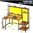 thumbnail image 2 of L Shaped Gaming Desk with LED Lights & Outlets,55" Computer Desk with Hutch & Storage Shelves,Reversible Corner Gaming Table with Printer Space & Monitor Stand for Home Office,Rustic Brown, 2 of 9