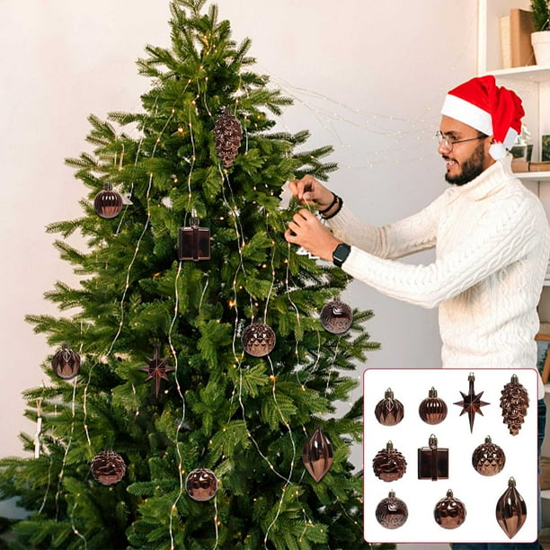 pstuiky 12 adornos navideños colgantes para árbol de Navidad, ideales para fiestas. Bolas de plástico para colgar en el árbol.