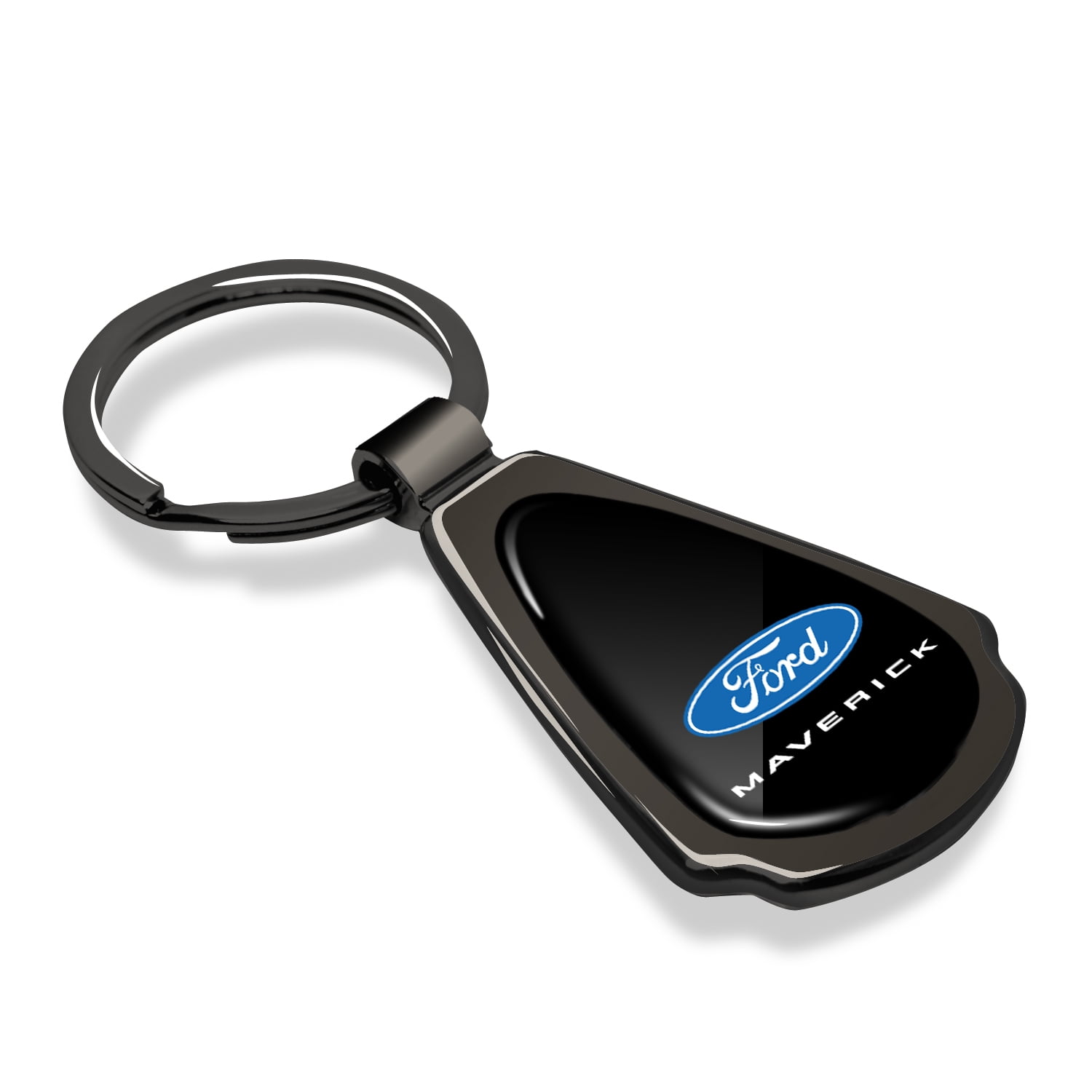 iPick Image for Ford Maverick Black Dome Dark Gunmetal Metal Teardrop Key Chain, Official Licensed