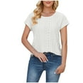 thumbnail image 1 of Yuyuzo Hauts à Œillets pour Femmes Été Manches Courtes Tunique Col Rond Décontracté Chic T-Shirts de Vacances, 1 of 7