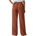 thumbnail image 5 of Prolriy Business Casual Pants for Women, Womens Daily Elastic Waist Pockets Straight Solid Color Casual Pants Loose Long Trousers Women's&nbsp;Pants Work Pants Women Brown S, 5 of 8