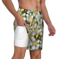 thumbnail image 3 of Picia Bees and Flower pattern Mens Swim Trunks with Compression Liner Stretch Beach Shorts Quick Dry with Zipper Pockets No-Chafing Board Shorts-Large, 3 of 9