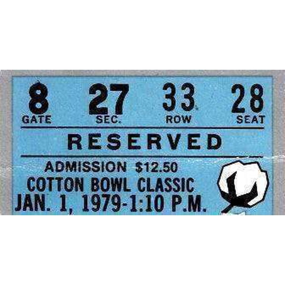Collectible 1979 Cotton Bowl Notre Dame vs Houston Ticket Stub, Joe Montana Chicken Soup Game Comeback, Vintage College Football
