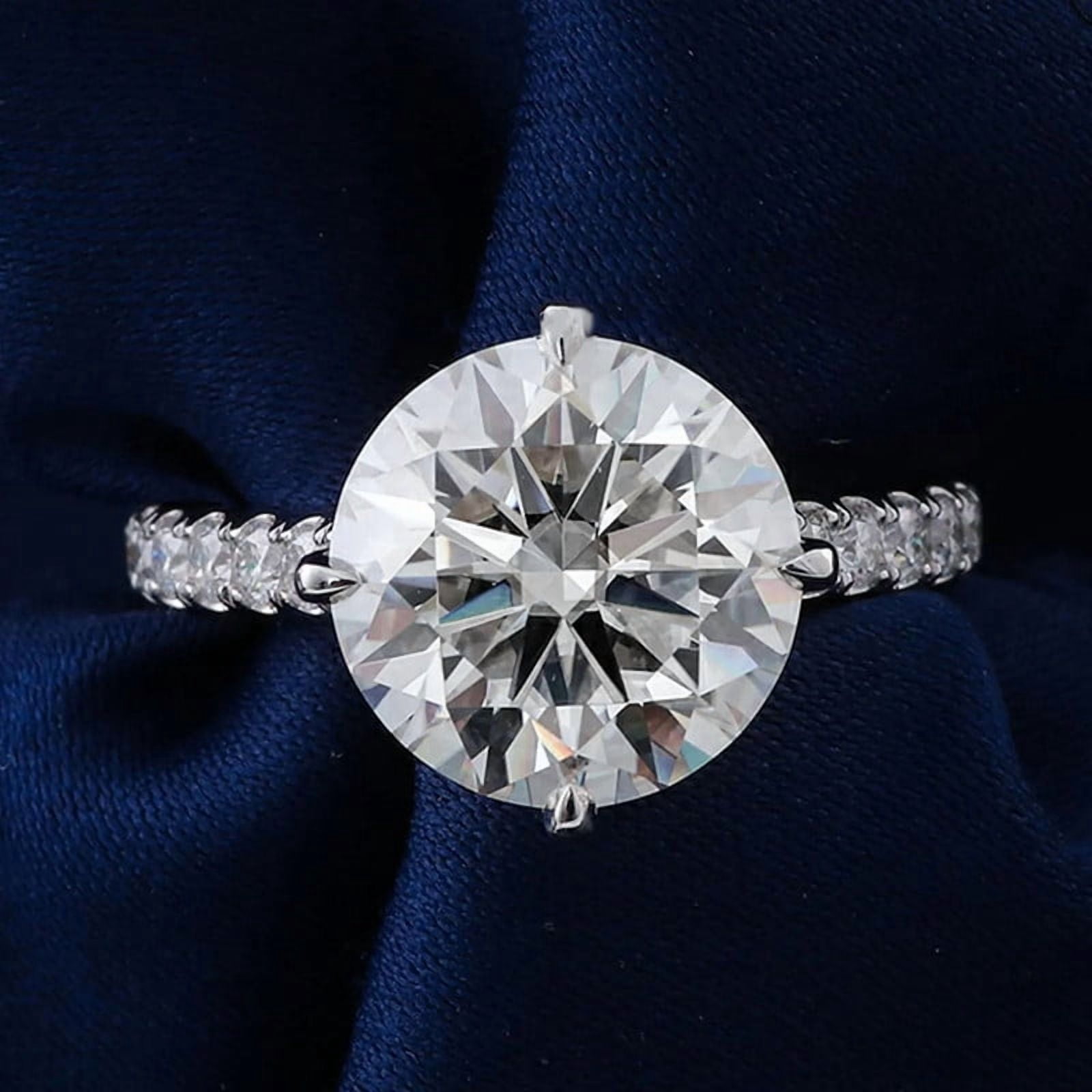 solitaire jewels 5CT Round Moissanite Hidden Halo Engagement Ring For Women, 10K Yellow Gold