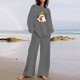 thumbnail image 1 of Puntoco Traje De Pantalón Y top De Manga Larga Con Cuello Redondo Y Estampado De Halloween Para Mujer Gris Xxxxl, 1 of 4