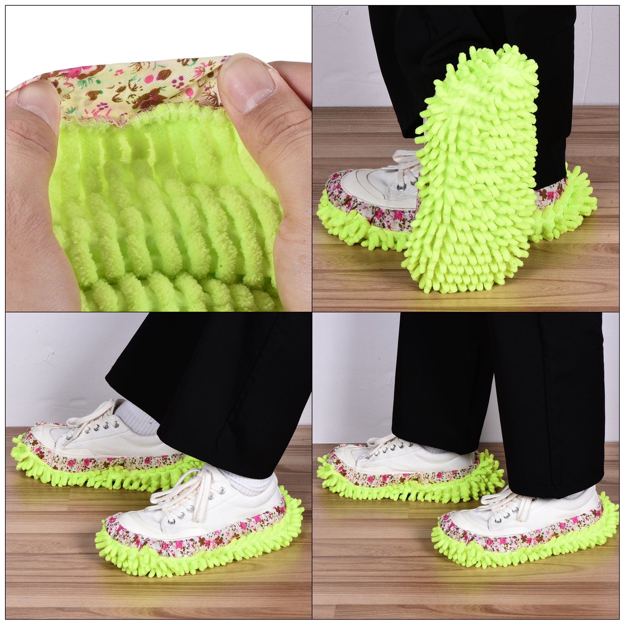 Unique Bargains Shoes Cover Multifunction Chenille Microfiber Duster Mop Green
