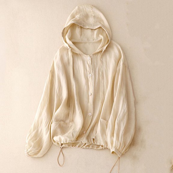 Wowcloth Woman's Long Sleeve Hooded Blouse, Casual and Versatile Chiffon Fabric for Everyday Wear and Leisure Activities