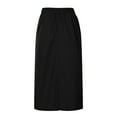 thumbnail image 5 of MIXUE Skirts For Women Summer Linen Solid Color High Waist A Line Pockets Midi Maxi Skirt Outwear,Black,L, 5 of 6