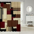 thumbnail image 2 of Brown Red Black Geometric Shower Curtain 72"x72" Geometry Bathroom Shower Curtain Set for Boys Girls Teens Modern Abstract Bath Curtain Waterproof Square Rectangle Kids Bathroom Accessories, 2 of 4