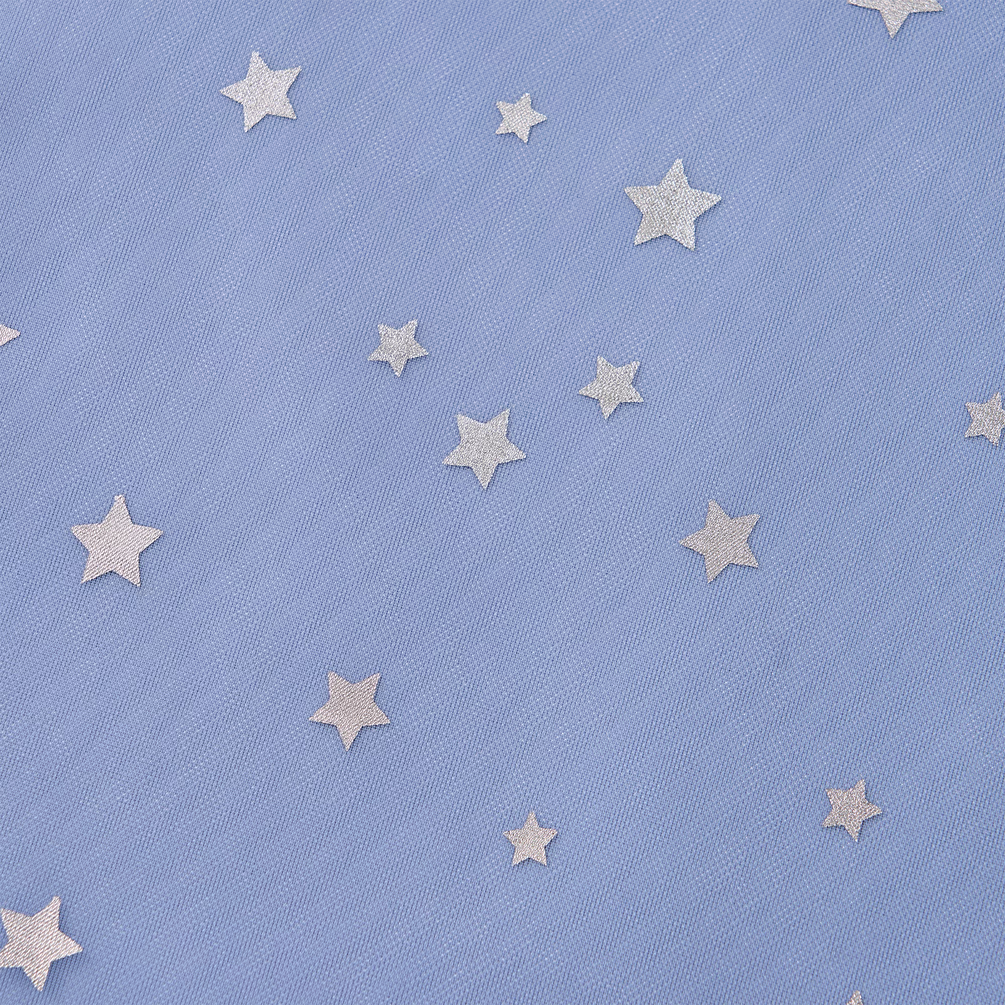 Light Purple, variant on Mainstays Kids Spring Periwinkle and Metallic Silver Stars Sheer Overlay Blackout Rod Pocket with Back Tabs Single Curtain Panel, 38" W x 84" L