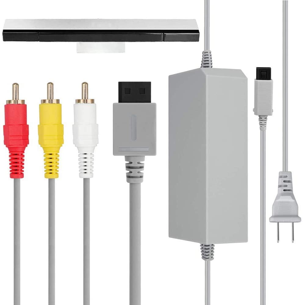 3 in 1 Wii Accessories Bundle Wii AC Power Adapter + Composite Audio