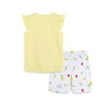 thumbnail image 2 of URMAGIC Baby Girls Little Kid Flamingo Fly Sleeve T-shirts Pineapple Shorts Cartoon 2PCS Summer Outfits, 2 of 12