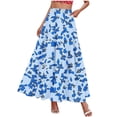 thumbnail image 4 of WRKEKC Flowy Skirts for Women Floral Print Elastic Waist Drawstring Pocket A Line Skirt with Summer Vibe, 4 of 5
