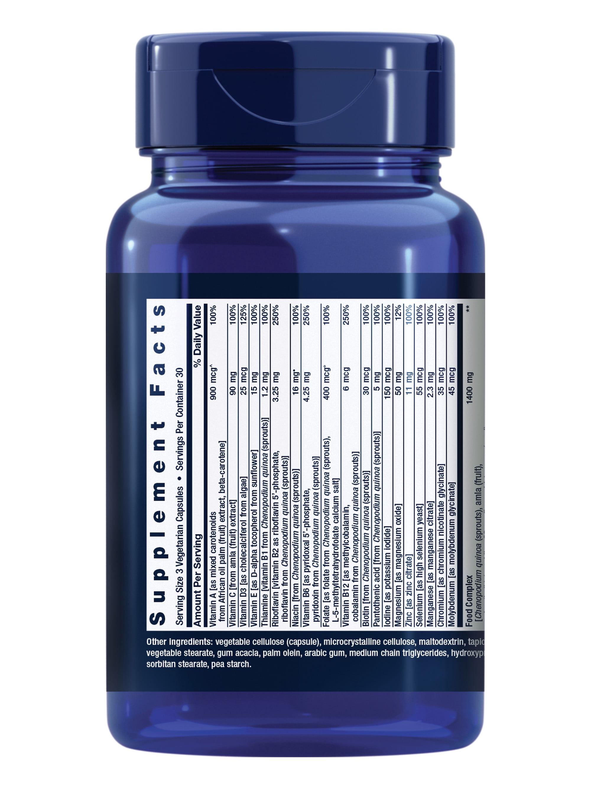 Life Extension Whole Food Multivitamin – Plant-Derived Vitamins and Minerals Supplement for General Health – Nutrients from Fruits and Veggies – Gluten-Free, Non-GMO, Vegetarian – 90 Capsules