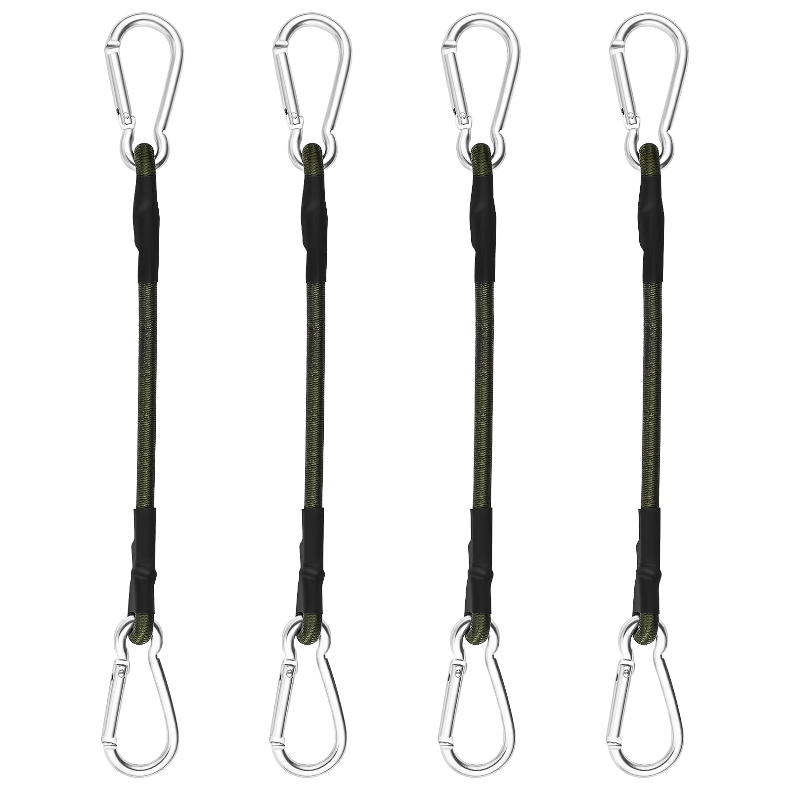 4 Pack Mini Short Bungee Cords with Carabiner Hooks Heavy Duty Elastic Tie Downs Straps for Tent, Bike, Kayak, Luggage