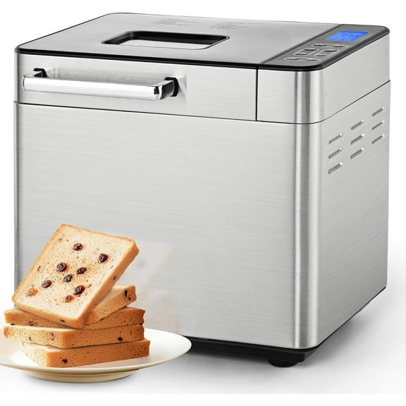 2 LB Bread Maker Machine, 13 in 1 Bread Machine with 3 Loaf Sizes and 3 Colors For Beginner, Breadmaker with Fruit & Nut Dispenser, Yogurt, Jam, 13 Hours Timer, Dough Maker, Easy to Clean