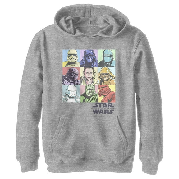 Boy's Star Wars: The Rise of Skywalker Pastel Character Bingo Pull Over Hoodie Athletic Heather Large