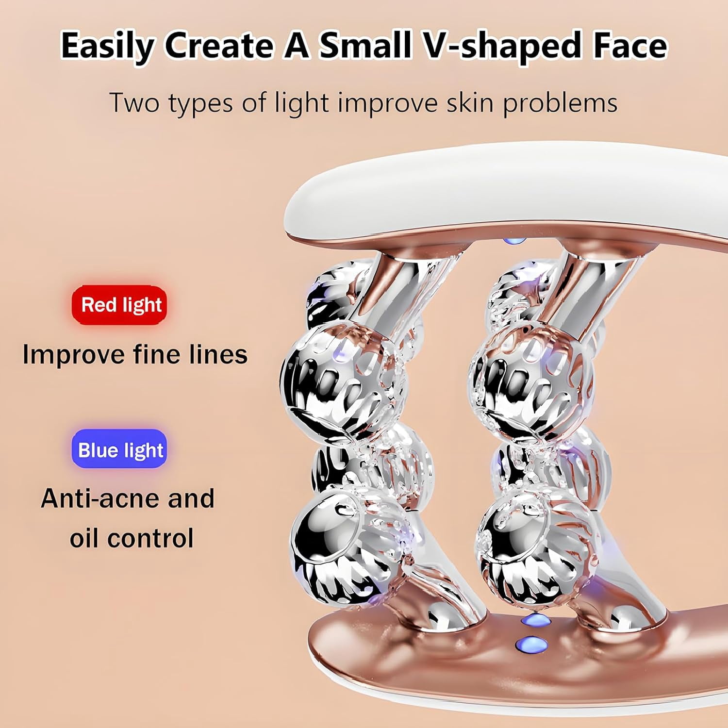 Wireless Facial Massager,Facial Massager Face and Neck,6 Modes&2 Functions,Face Roller Lymphatic Drainage,Portable Rechargeable V-Shape Sculpting&Puffiness Relief Tool for Home&Travel Use