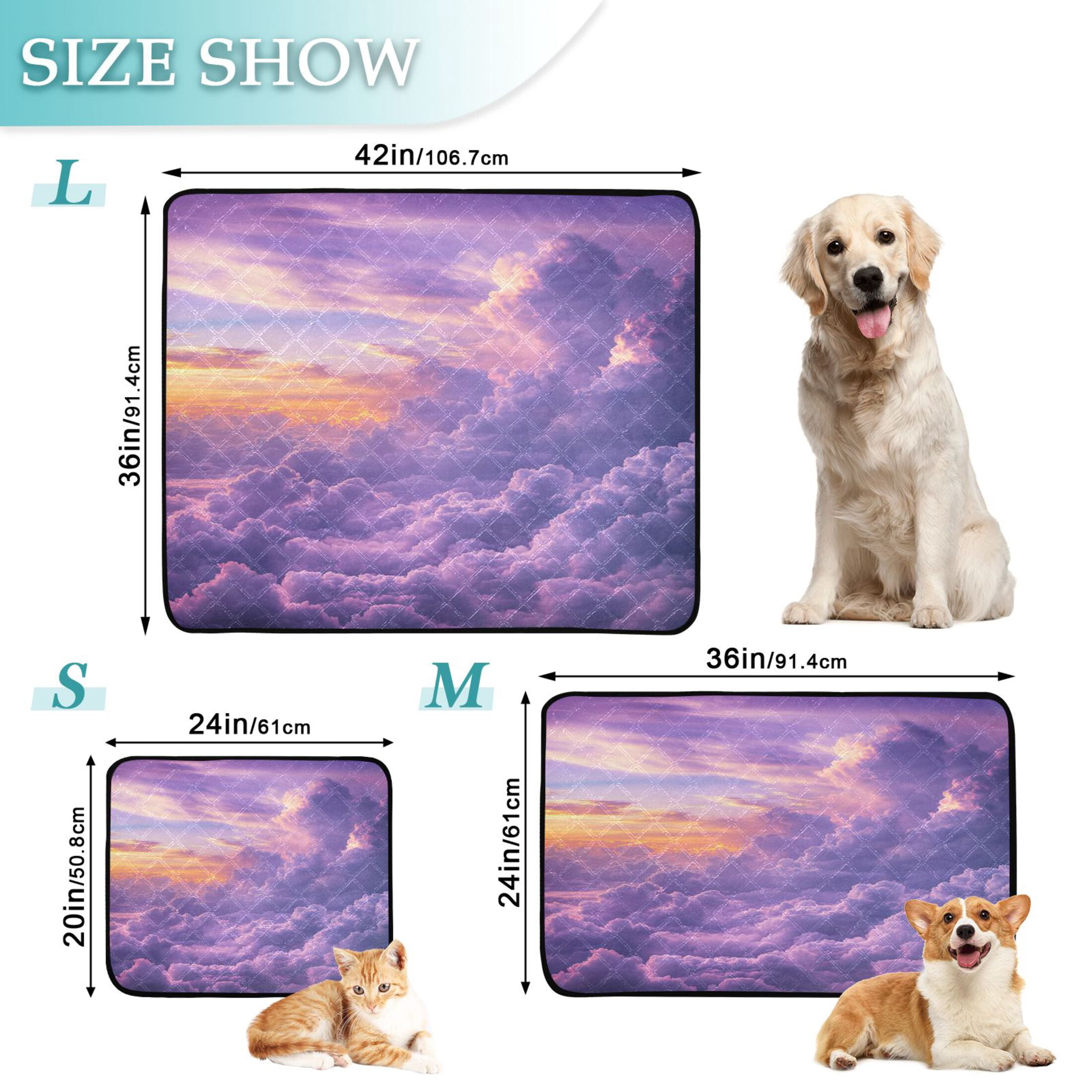 Washable Pet Pee Pads with Super Absorbent Reusable Training Pads for Dogs & Cats Fluffy Clouds