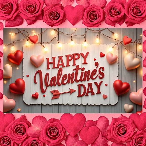 Red Theme Valentine's Banner Heart Shape Love Display Rose Decor Romantic Heart Backdrop for Valentine's Party Romantic Date Anniversary Celebration