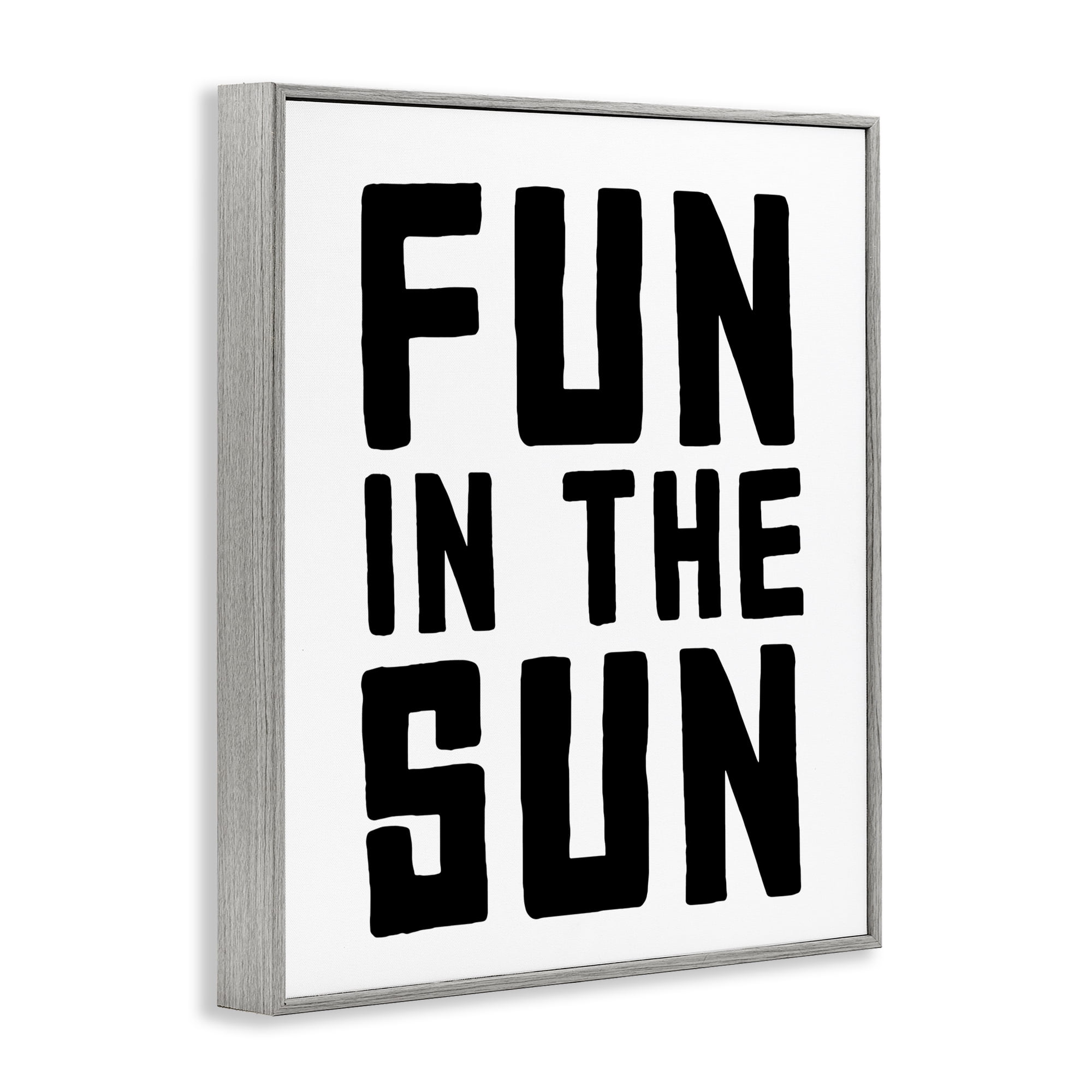 Fun In Sun Simple Sentiment Gray Framed Giclee Art, design by Lettered and Lined