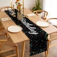 thumbnail image 3 of Black Birthday Table Runner - 108 Inch Long, Kitchen Dining Table Runner Dresser Scarves, Colorful Confetti Ribbons Polka Dots Classroom Farmhouse Decor for Coffee Tables Wedding Party Banquet, 3 of 8