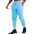 thumbnail image 1 of Men Casual Pants Elastic Waist Drawstring Solid Color Textured Trousers Lightweight Daily Long Pant with Pockets Sky Blue M, 1 of 8