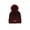 Burgundy, variant on Fur Pom Beanie Hat - Burgundy