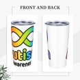 thumbnail image 4 of Juego de tres piezas de taza térmica portátil de acero inoxidable con pajita y aislamiento de 20 oz para el mes de concientización sobre el autismo, 4 of 7