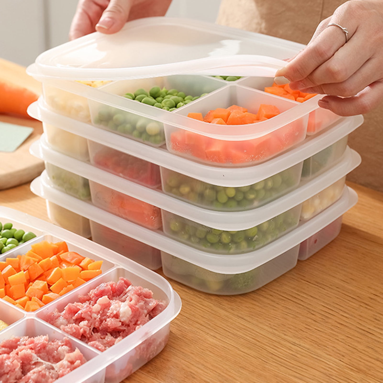 Dream Lifestyle Food Storage Box Large Capacity Multi-Compartments  Eco-friendly Food Grade Fresh-keeping Transparent PP Material Fridge Food  Container