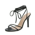 thumbnail image 2 of AZZAKVG Ladies Fashion Solid Color Leather Open Toe Anklet Strap Thin High Heels Sandals, 2 of 9