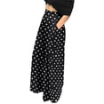 thumbnail image 4 of YYDGH Women's Polka Dot Palazzo Pants High Waisted Wide Leg Pants Hidden Zipper Loose Casual Trousers with Pockets XXL, 4 of 6