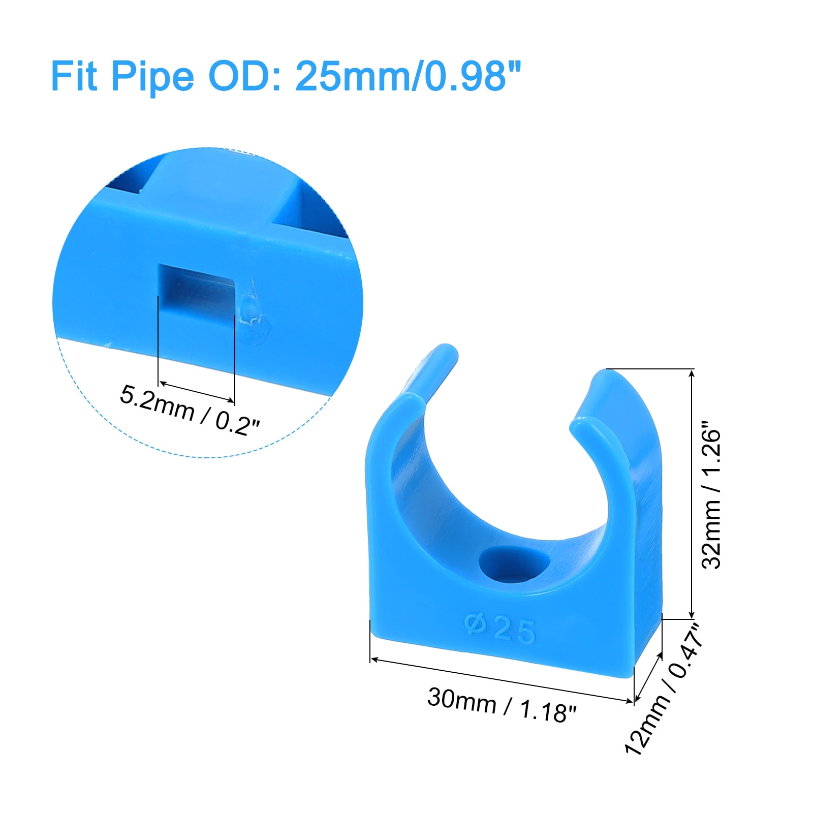 Uxcell 100Pack U-Shaped Water Pipe Clamps, PPR Pipe Clamps Clips Fit for 25mm/0.98" OD Water Pipes, Blue