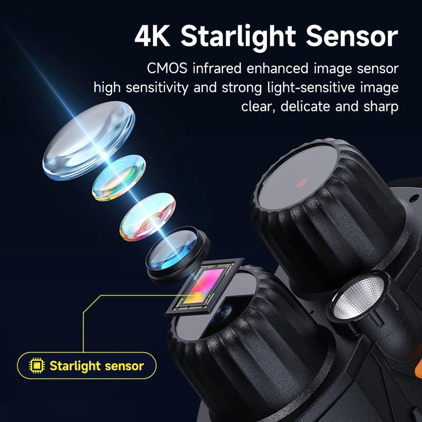 3'' HD Screen 8X Digital Zoom External Flashlight Night Vision Goggles, 4K Night Vision Binoculars With 5000mAh Rechargeable Battery, 32GB TF Card Can Save Photo And Video for Camping Outdoor