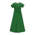 thumbnail image 4 of Swstbby Liquidation d'Économies d'Été 2025! Robe d'Été pour Filles, Robe à Rayures à Manches Courtes Extensible avec Poches pour Tout-Petits et Filles, Robe Longue Évasée Verte 7-8 Ans, 4 of 5