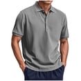 thumbnail image 2 of Zedker Shirts for Men Short Sleeve Casual Banded Bottom Stretch Button Down Classic Golf Shirts Collared T-Shirt Gray M, 2 of 8