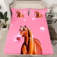 thumbnail image 2 of Homewish Animal Horse 4 Pieces Queen Sheet Sets for Teens Boys Girls,Pink Brown Ultra Soft Flat Sheet,Rustic Farmhouse Queen Fitted Sheet,Ultra Soft Home Decor, 2 of 7