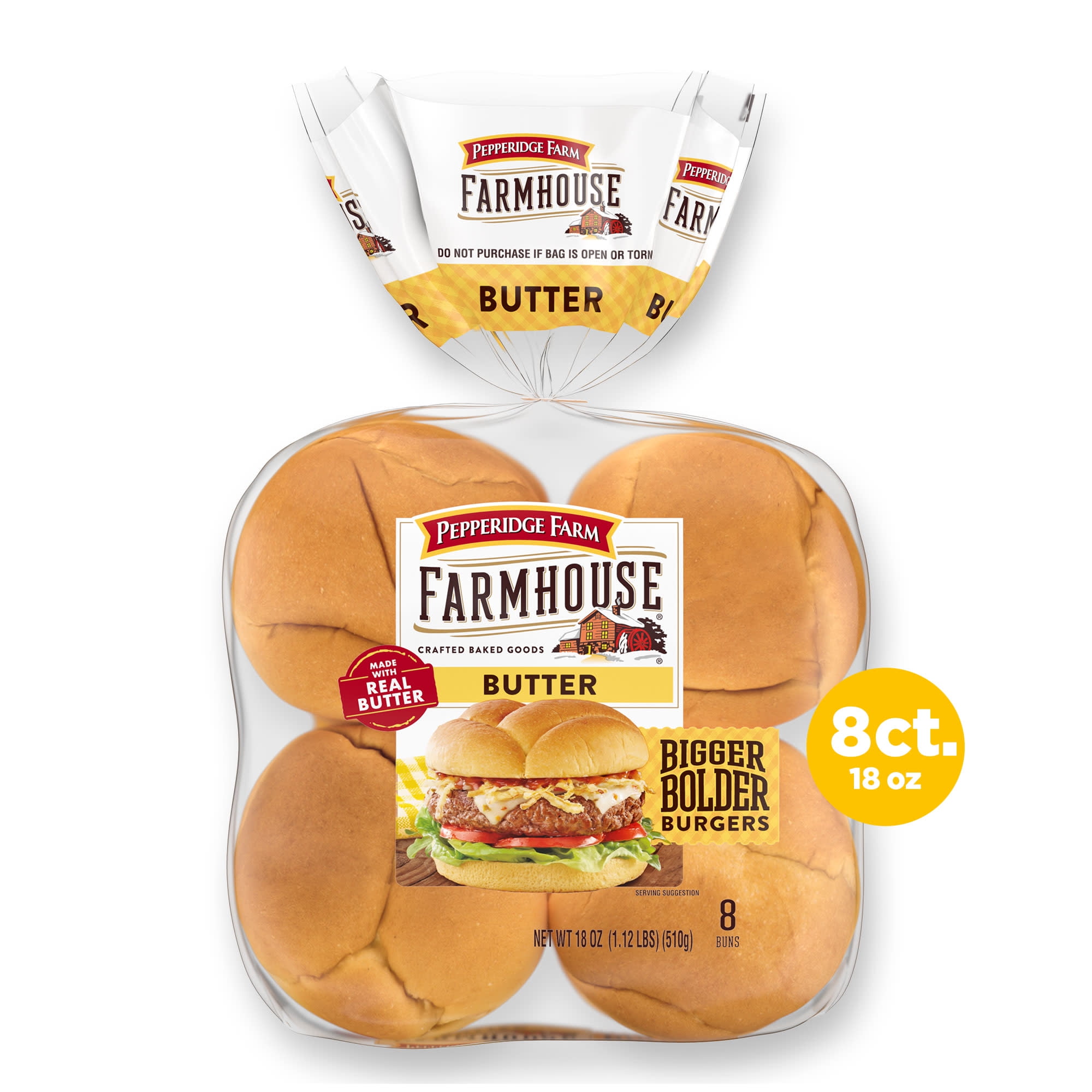 Pepperidge Farm Farmhouse Butter Hamburger Buns, 8-Pack Bag