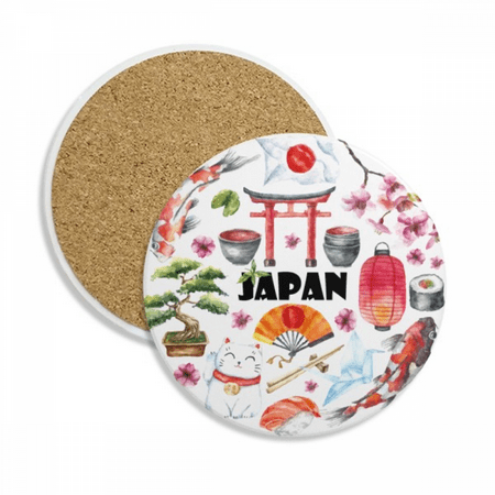 

Japan Cute Japanese Style Watercolor Coaster Cup Mug Tabletop Protection Absorbent Stone