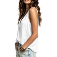 thumbnail image 5 of Atogsazn Women's Summer V Neck Linen Tank Tops Dressy Casual Sleeveless Pleated Front Vest Basic Tunic Tops White M Fashion, 5 of 7