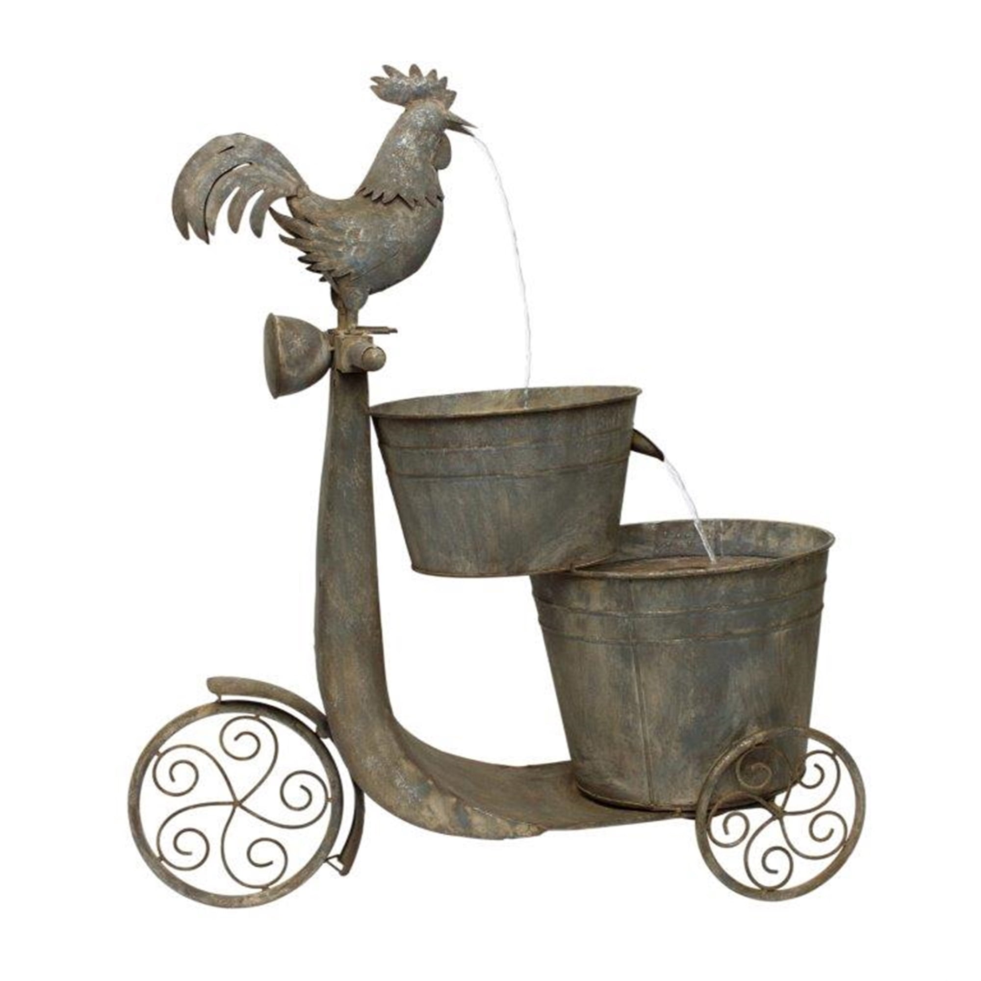 Chicken on Scooter Fountain 27.25"L x 31"H Iron