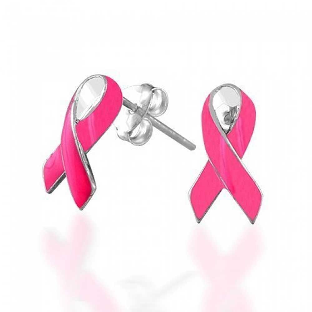 Bling Jewelry Breast Cancer Awareness Pink Ribbon Support Enamel Stud