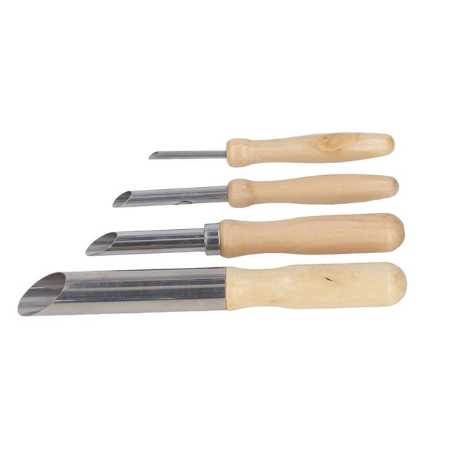 4PCS Clay Hole Cutter Solid Wood Handle Round Stainless Steel Blade Sculpture Modeling Tool Set