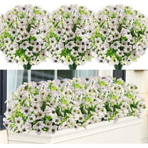Sinhoon 18 Bundles Artificial Flowers UV Resistant Fake Plants Outdoor Faux Plastic Flowers Garden Window Box Porch Home Decor (White)