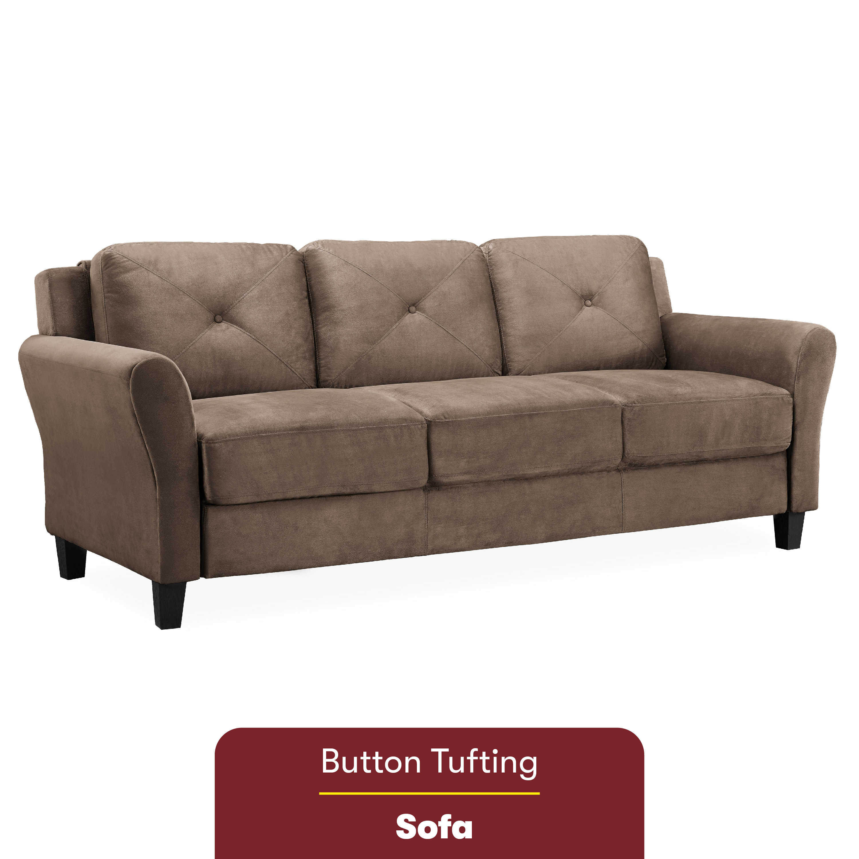 Lifestyle Solutions Taryn Traditional Sofa with Rolled Arms, Brown Fabric - image 2 of 12